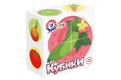 Дитячі ігрові Кубики-пазли Овочі на 4 елементи Білий (46960884)