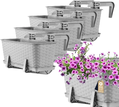 Skrzynka balkonowa z uchwytami Kadax Castro K8204 4 szt. Jasny Szary