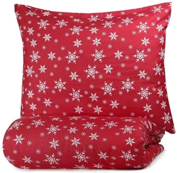 Комплект постільної білизни Homla Snoflock підковдра і 2 наволочки візерунок сніжинки червоний, 160x200 / 2*70x80 см (5904183867977)