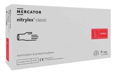 Перчатки нітрилові Nitrylex® L (8-9) - Білі (100 шт)