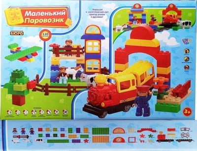 Конструктор Железная дорога с красным паровозиком 110 деталей (M 0437/ 6188А)
