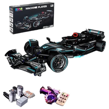 Конструктор MG58 Formula F1 1:10 с электромоторами, радиоуправлением и подсветкой 1020 деталей Формула Ф1 черная