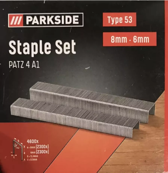 Набор скоб Parkside PATZ 4 A1 (4600 шт, Type 53, 6 мм / 8 мм)