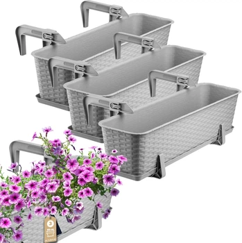 Skrzynka balkonowa z uchwytami Kadax Castro K8213 3 szt. Jasny Szary