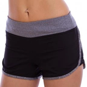 Шорты короткие двойные спортивные женские Domino CO-22625 Материал: Полиэстер + Лайкра Размер: M (42-44) Цвет: Черный-серый