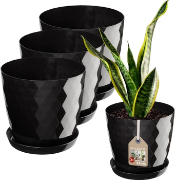 Doniczka na kwiaty z podstawką Kadax Amily 25 cm 3 szt. Czarna (K8150)