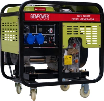 Генератор дизельный GDG 12000E, 1-фазный 230В, 50 Гц, 12kVA/9.6 кВт, бак 30 л, расход 0.28 л/ кВтЧ, пуск: стартер/AVR, 770х820х530 мм, 141 кг (YT44393)