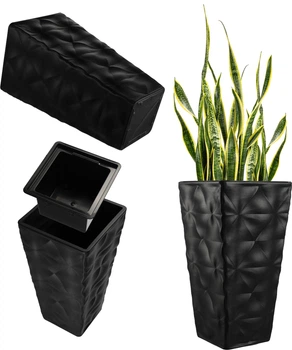 Високий садовий горщик для квітів Kadax Bando 30 см Чорний (K4177)