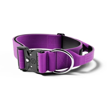 Тактический широкий ошейник с ручкой для собак BullyBillows Combat Collar Handle 5 cm XL: 50 мм, ОШ 56-73 см Фиолетовый