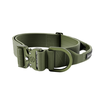 Тактический широкий облегченный ошейник с ручкой для собак BullyBillows Lighter Combat Collar Handle 5 cm S: 50 мм, ОШ 40-50 см Зеленый