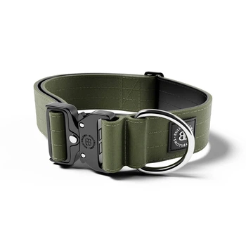 Тактический широкий ошейник для собак BullyBillows Combat Collar No Handle 5 cm M: 50 мм, ОШ 35-48 см Зеленый