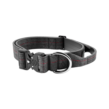 Бойовий широкий нашийник для собак з чутливою шкірою BullyBillows Tweed Combat Collar Handle 5 cm L: 50 мм, ОШ 45-66 см Сірий