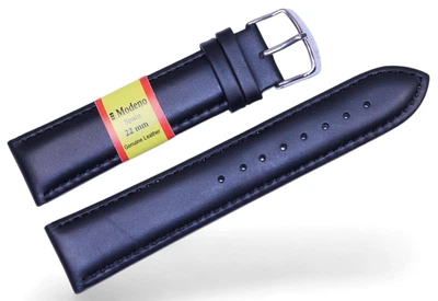 Кожаный ремешок для часов MODENO Spaine 22 мм (mod22w1-76) чорный, ремешок из натуральной кожи со стальной застежкой, классический ремень для наручных часов
