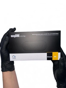 Перчатки нитриловые нестерильные неопудренные easyCARE nitrile BLACK M 100 шт черные