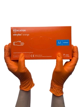 Перчатки нитриловые нестерильные неопудренные Nitrylex Orange M 100 шт оранжевые
