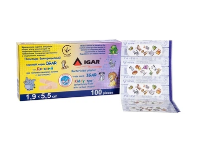 Пластир бактерицидний IGAR Дитячий 1,9 х 5,5 см (уп 100 шт.)