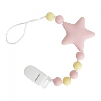 Силіконовий ланцюжок для пустушки "Зірочка", рожевий