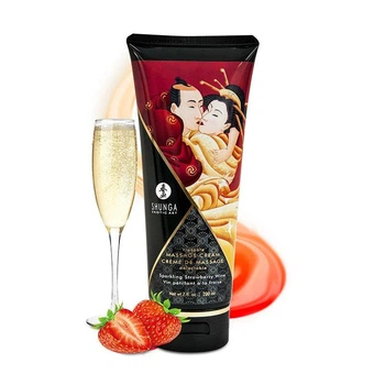 Съедобный массажный крем Shunga Kissable Massage Cream Sparkling Strawberry Wine 200 мл