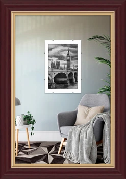 Фоторамка пластиковая 10х15 багет: AM1515-054-2 Темное дерево с золотом (с глянцевым стеклом 1-1.5мм, двп) EmojiFrame
