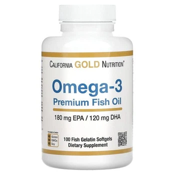 Омега 3 California Gold Nutrition рыбий жир премиального качества 100 рыбно-желатиновых капсул