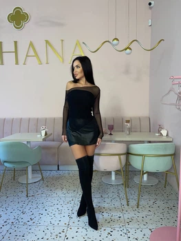 Жіночий топ на одне плече з сіточкою Uaclothes 44-46 Чорний (like36235-166571357)