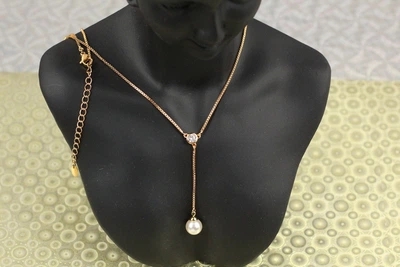 Цепь Xuping Jewelry с длинной подвеской с жемчужиной 46 см золотистая