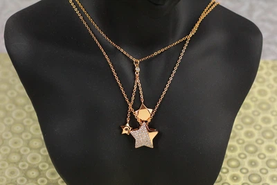 Цепь Xuping Jewelry двойная цепочка Три звезды 45 см золотистая