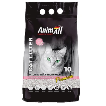 Бентонитовый наполнитель AnimAll с ароматом детской пудры, для кошек, 10 л