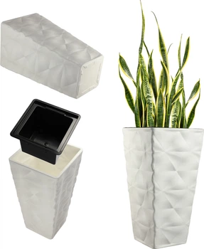 Donica wysoka ogrodowa na kwiaty Kadax Bando 30 cm Biała (K4174)