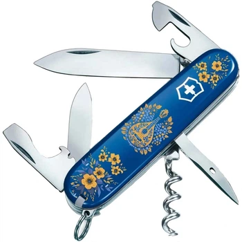 Ніж складаний, мультитул Victorinox Spartan Ukraine (91мм, 12 функцій), синій, кобза 1.3603.2.T1370u