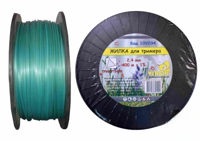 Жилка для триммера "ТРЕУГОЛЬНИК" Ø= 2,4 мм, l= 400 м (бобина) VIROK (10V034)
