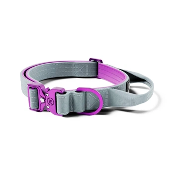 Тактический ошейник для щенков и мини собак с облегченным замком BullyBillows Lighter Combat Collar Handle 2.5 cm XS-M: 25 мм, ОШ 34-46 см Серый