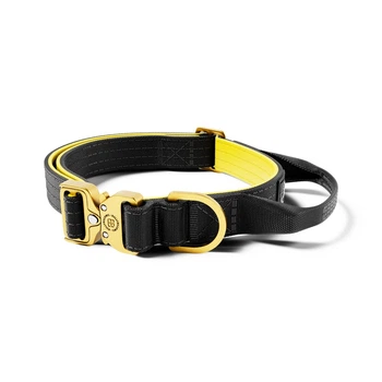 Тактический ошейник для щенков и мини собак с облегченным замком BullyBillows Lighter Combat Collar Handle 2.5 cm XS-M: 25 мм, ОШ 34-46 см Желтый