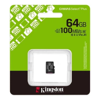 Карта пам'яті Kingston Canvas Select Plus Gen3 microSDXC (UHS-1) 64gb 10 Class Чорний