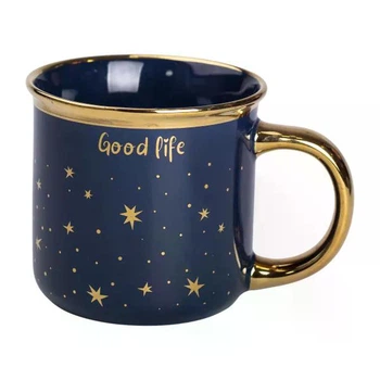 Чашка фарфоровая Good life 320 мл синяя фарфоровая кружка для горячих напитков прочная фарфоровая посуда с удобным объемом для ежедневного использования и сервировки стола