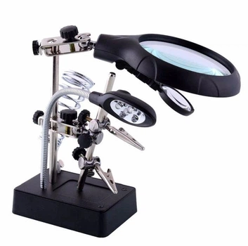 Держатель "Третья рука" с лупой 2,5х и подсветкой Орбита Magnifier MG16129C