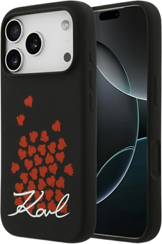 Etui Karl Lagerfeld Silicone Heart Sign Logo MagSafe do Apple iPhone 17 Pro Black (KLHMP17LSMHBKSOK)