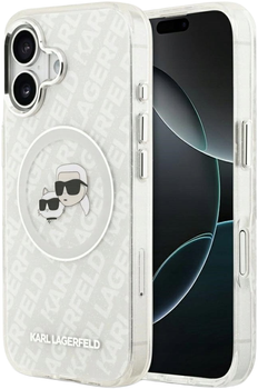 Etui Karl Lagerfeld IML Glitter Karl & Choupette Heads Logo MagSafe do Apple iPhone 17 Grey (KLHMP17SHMKBKCHOG)