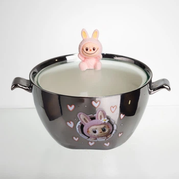 Бульонница фарфоровая Labubu с крышкой и ручками 800 мл FM-34C 5174479