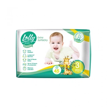 Подгузники Lolly Soft Midi 3 4-9 кг 45 шт (4820174981259) (11304)