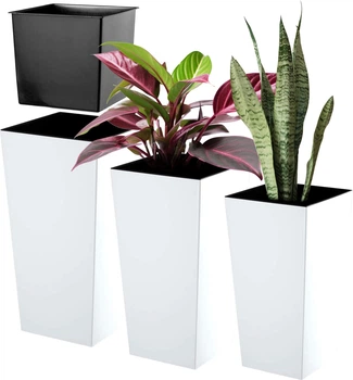 Donice na kwiaty z wkładem Kadax Masiera K8049 19 cm + 25 cm + 30 cm Białe