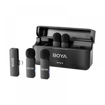 Беспроводной микрофон на 4 петлички для телефона iPhone Lightning BOYA BY-V4D