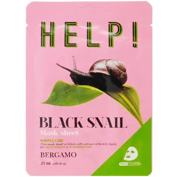 Маска для лица с муцином черной улитки Bergamo HELP! Black Snail Mask Sheet 25 мл (8809414192248)