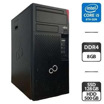 Компьютер Fujitsu Esprimo P758 E85 Tower / Intel Core i5-8400 (6 ядер по 2.8 - 4.0 GHz) / 8 GB DDR4 / 128 GB SSD + 500 GB HDD / Intel UHD Graphics 630 б/у