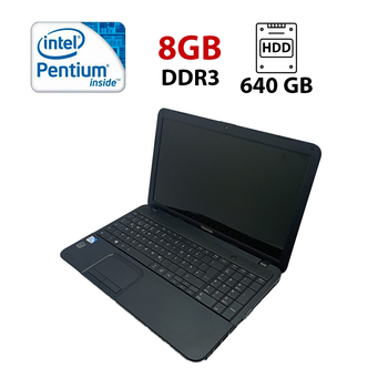 Ноутбук Toshiba C850 / 15.6" (1366x768) TN / Intel Pentium 2020M (2 ядра по 2.4 GHz) / 8 GB DDR3 / 640 GB HDD / Intel HD Graphics / WebCam б/у