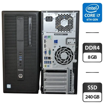 Компьютер HP EliteDesk 800 G2 Tower / Intel Core i7-6700 (4 (8) ядра по 3,4 - 4,0 ГГц) / 8 ГБ DDR4 / 240 ГБ SSD / Intel HD Graphics 530 / DVD-ROM / Windows 11 Pro б/у
