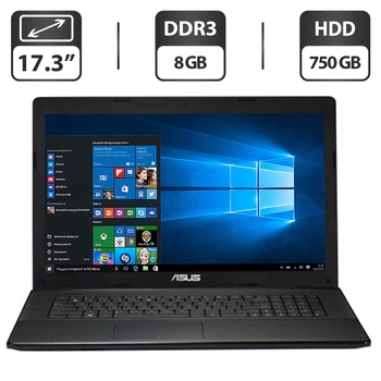 Ноутбук Asus X75A1 / 17.3" (1600x900) TN / Intel Pentium 2020M (2 ядра 2.4 GHz) / 8 GB DDR3 / 750 GB HDD / Intel HD Graphics / WebCam / VGA б/у