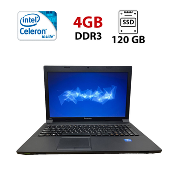 Ноутбук Lenovo B590 / 15.6" (1366x768) TN / Intel Celeron 1000M (2 ядра по 1.8 GHz) / 4 GB DDR3 / 120 GB SSD / nVidia GeForce GT 720M, 1 GB DDR3, 64-bit / WebCam б/у