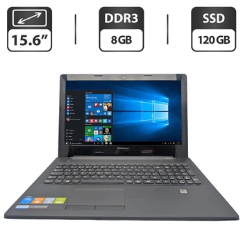 Ноутбук Lenovo G50 / 15.6" (1366x768) TN / Intel Celeron N2830 (2 ядра по 2.16 - 2.41 GHz) / 8 GB DDR3 / 120 GB SSD / Intel HD Graphics / WebCam / DVD-ROM б/у