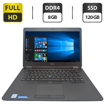 Ноутбук Dell Latitude E7470 / 14" (1920x1080) IPS / Intel Core i5-6300U (2 (4) ядра по 2.4 - 3.0 GHz) / 8 GB DDR4 / 120 GB SSD / Intel HD Graphics 520 / WebCam б/в